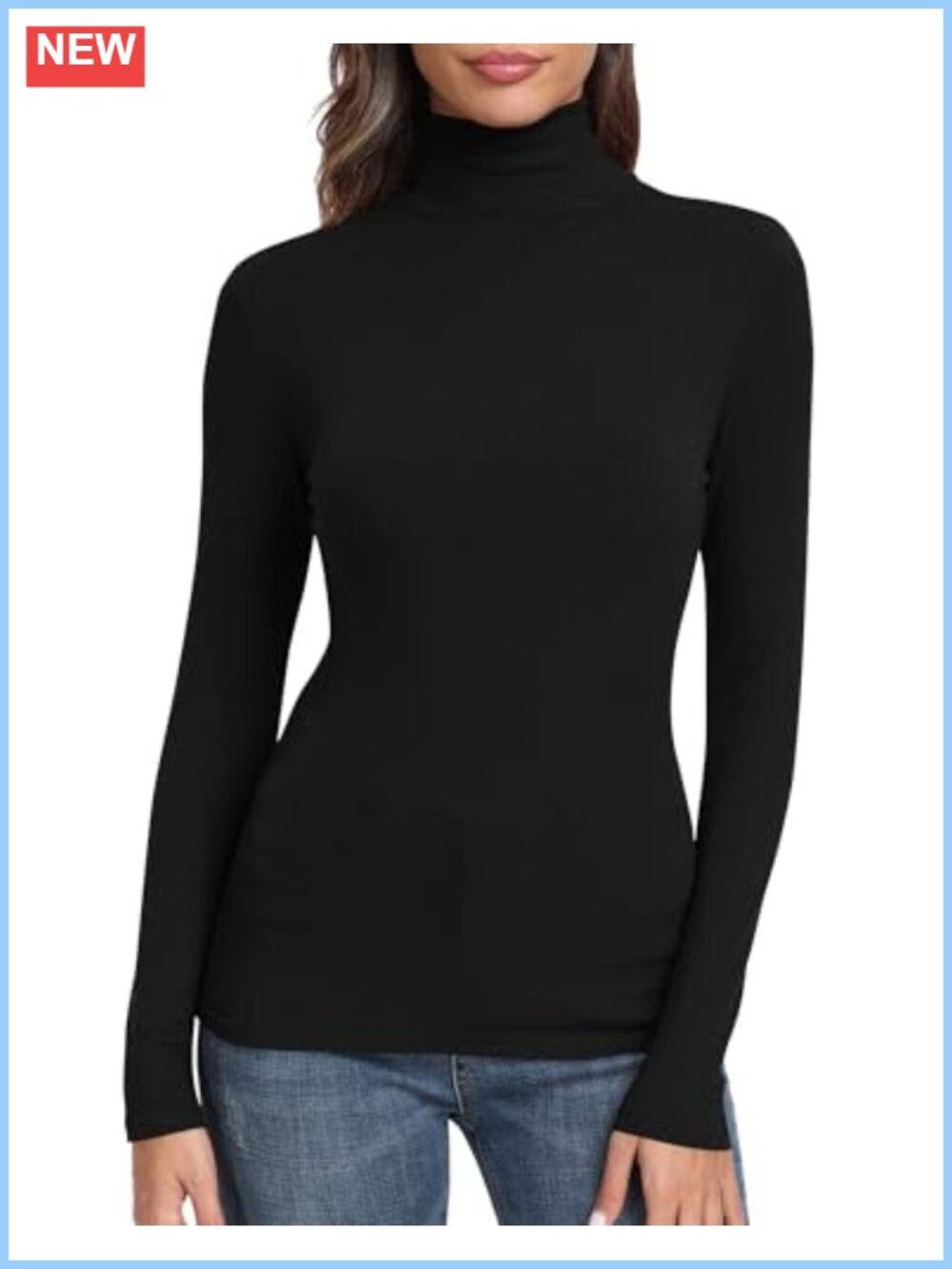 Womens Long Sleeve Turtle Neck Ribbed Knit Slim Fitted Thermal Top